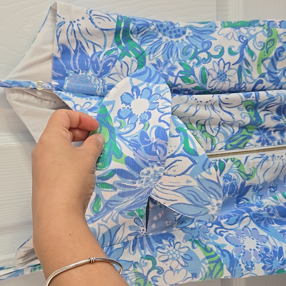 Lilly Pulitzer Shelli Blue and White Spaghetti Strap Sundress. - Picture 4 of 9